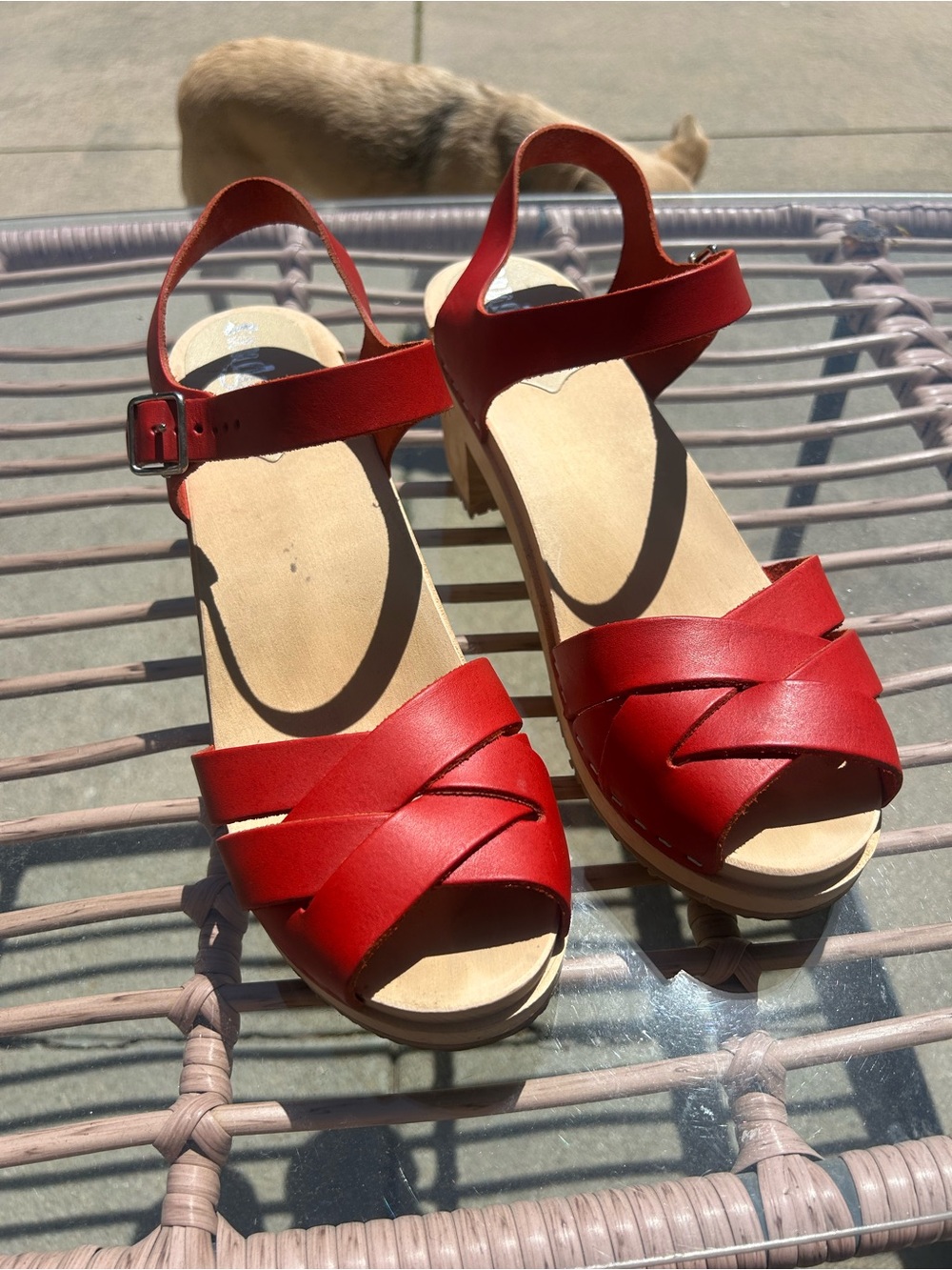 Red Women’s Strappy Sandal with Ankle Buckle